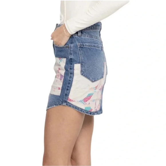PTCL Ethical Clothing patch quilted jean skirt - size 24 NWT. U - Picture 3 of 7